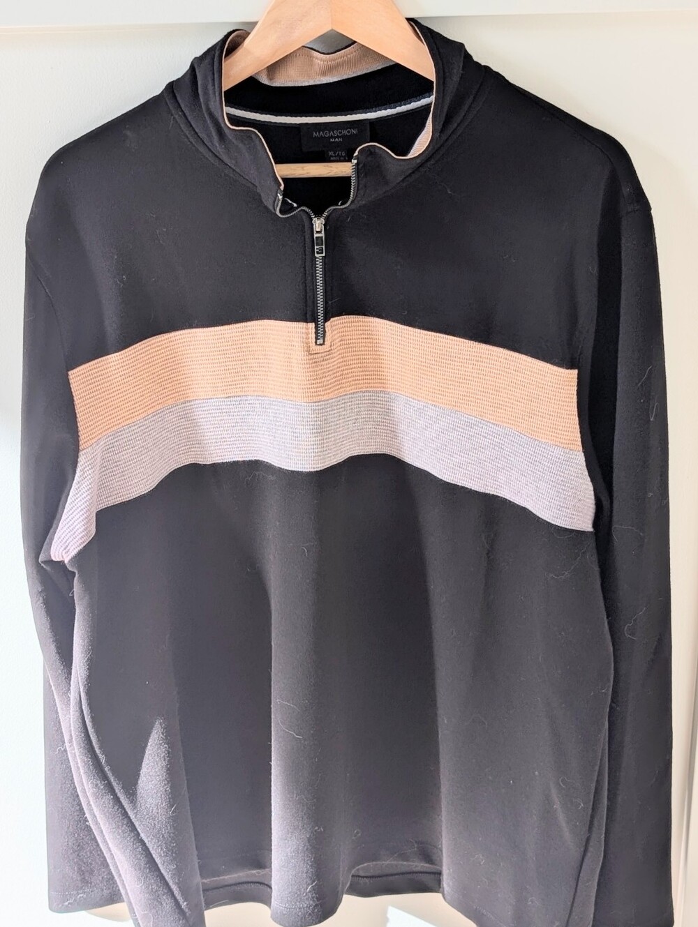 Magaschoni Man Black Color Block Quarterzip